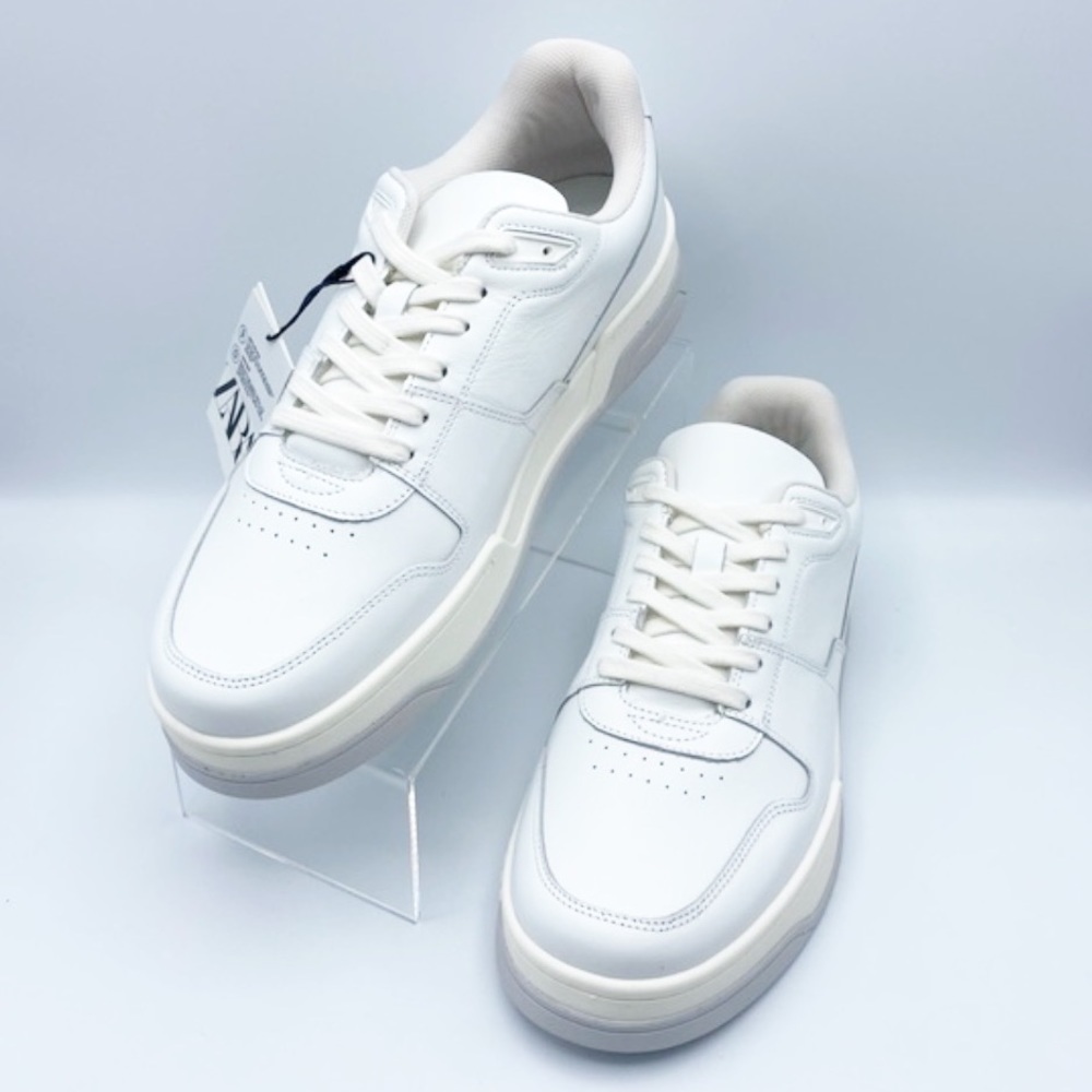NWT. Zara Men's White Leather Uniform Sneakers. Size 8, 9, 13.